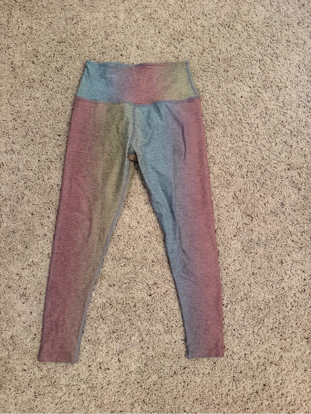 Beyond Yoga Rainbow Ombre High-Waist Leggings - Pink Blue Green